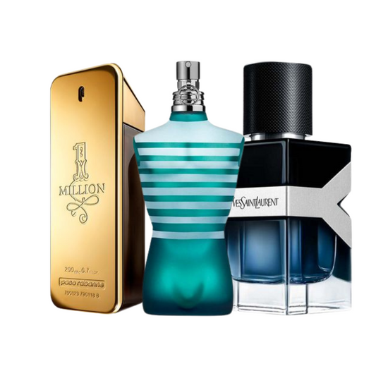 Combo con 3 perfumes – 1 Million, Jean Paul Gaultier e Yves Saint Laurent (100 ml cada uno) – [LIQUIDACIÓN DE STOCK]