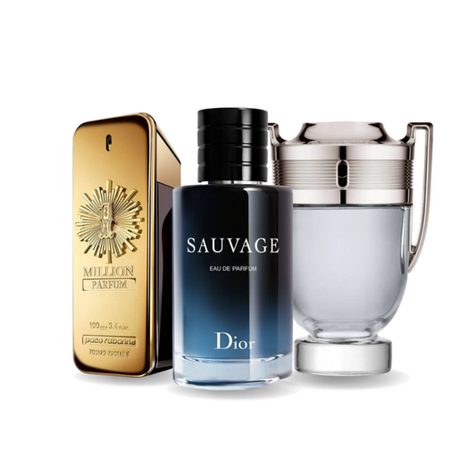 Combo de 3 perfumes – Sauvage, 1 Million e Invictus (100 ml cada uno) – [LIQUIDACIÓN DE STOCK]